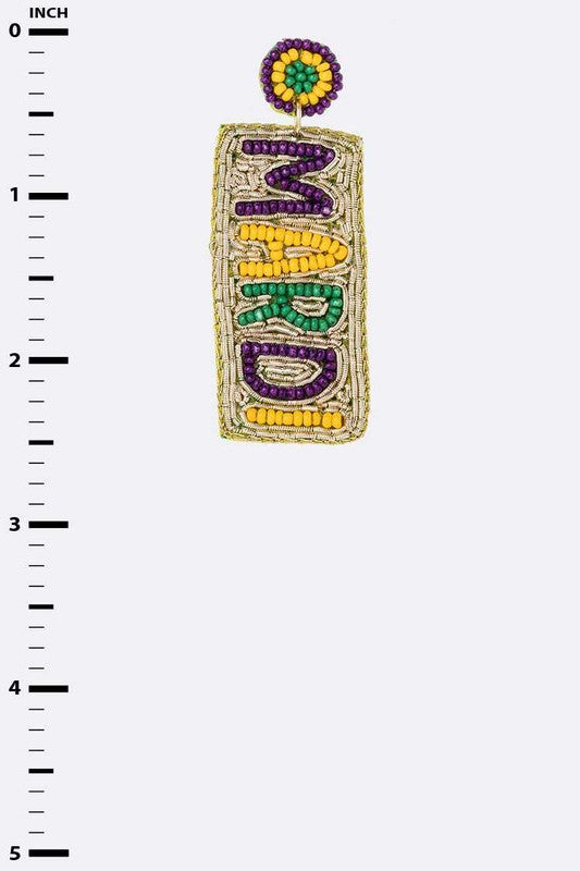 Mardi Gras Beaded Iconic Earrings