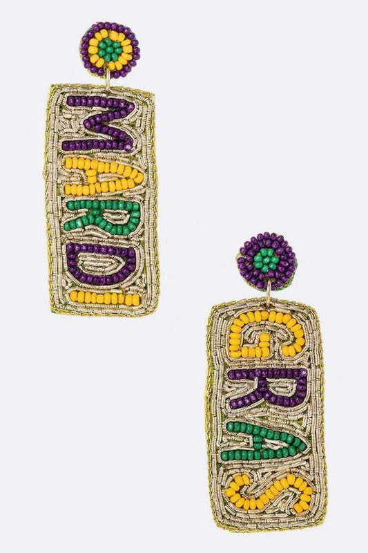 Mardi Gras Beaded Iconic Earrings