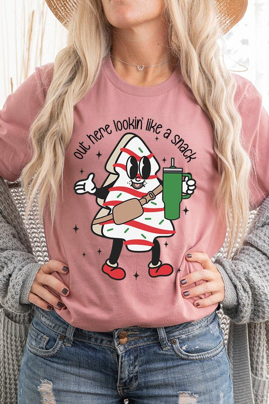 OUT HERE LOOKIN' LIKE A SNACK,CHRISTMAS COOKIE UNISEX SHORT SLEEVE,GRAPHIC TEE