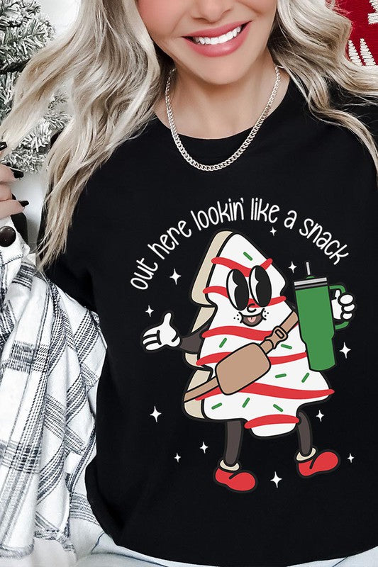 OUT HERE LOOKIN' LIKE A SNACK,CHRISTMAS COOKIE UNISEX SHORT SLEEVE,GRAPHIC TEE