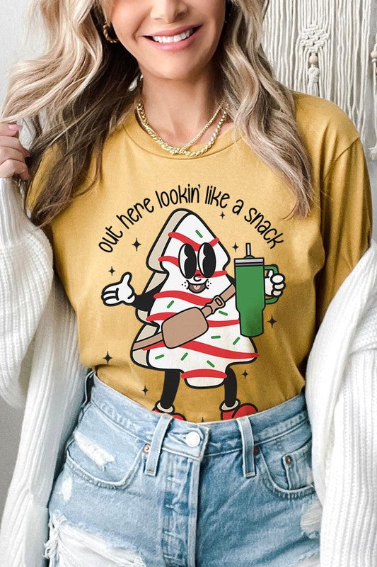 OUT HERE LOOKIN' LIKE A SNACK,CHRISTMAS COOKIE UNISEX SHORT SLEEVE,GRAPHIC TEE