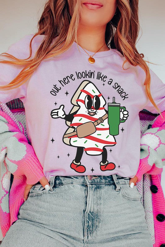 OUT HERE LOOKIN' LIKE A SNACK,CHRISTMAS COOKIE UNISEX SHORT SLEEVE,GRAPHIC TEE