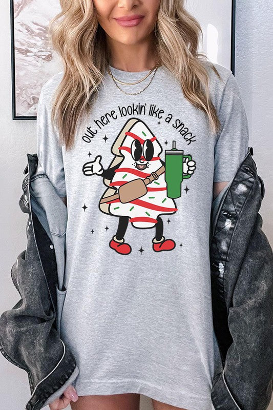 OUT HERE LOOKIN' LIKE A SNACK,CHRISTMAS COOKIE UNISEX SHORT SLEEVE,GRAPHIC TEE