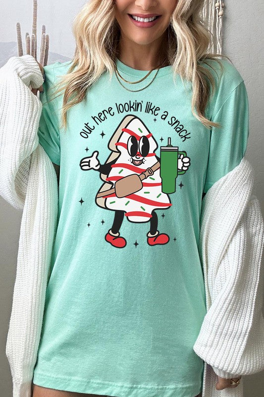 OUT HERE LOOKIN' LIKE A SNACK,CHRISTMAS COOKIE UNISEX SHORT SLEEVE,GRAPHIC TEE