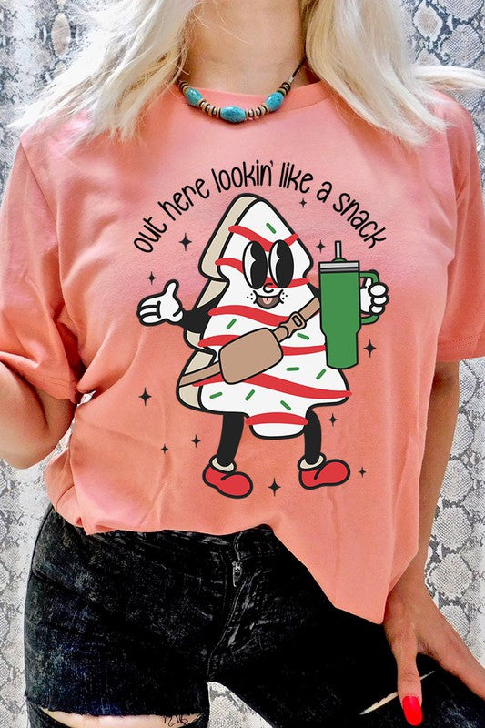 OUT HERE LOOKIN' LIKE A SNACK,CHRISTMAS COOKIE UNISEX SHORT SLEEVE,GRAPHIC TEE