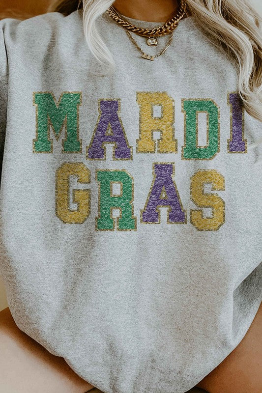 MARDI GRAS GRAPHIC OVERSIZED SWEATSHIRT