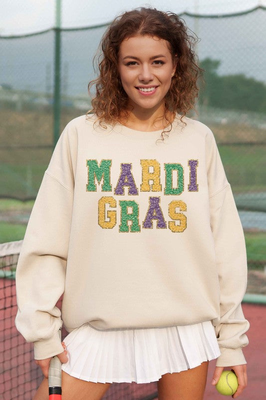 MARDI GRAS GRAPHIC OVERSIZED SWEATSHIRT