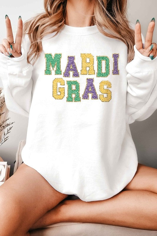 MARDI GRAS GRAPHIC OVERSIZED SWEATSHIRT