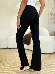 Waist Distressed Flare Jeans