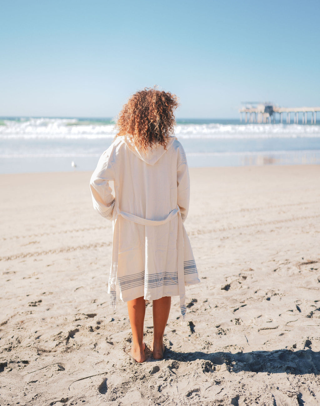 Soft Cotton Turkish Bathrobe – 100% Turkish Cotton Chevron Weave Lightweight Robe (S/M, L/XL)