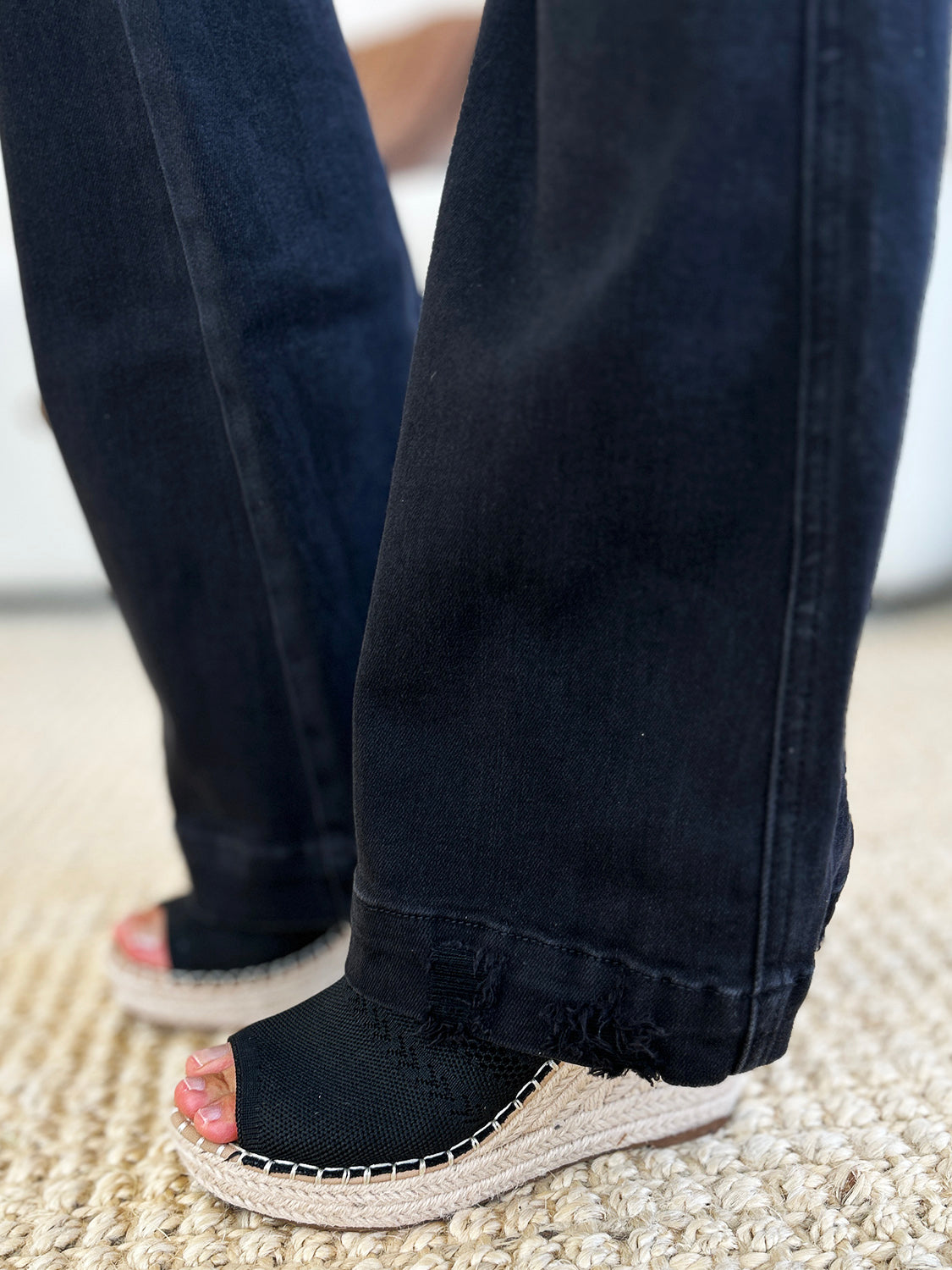 Waist Distressed Flare Jeans