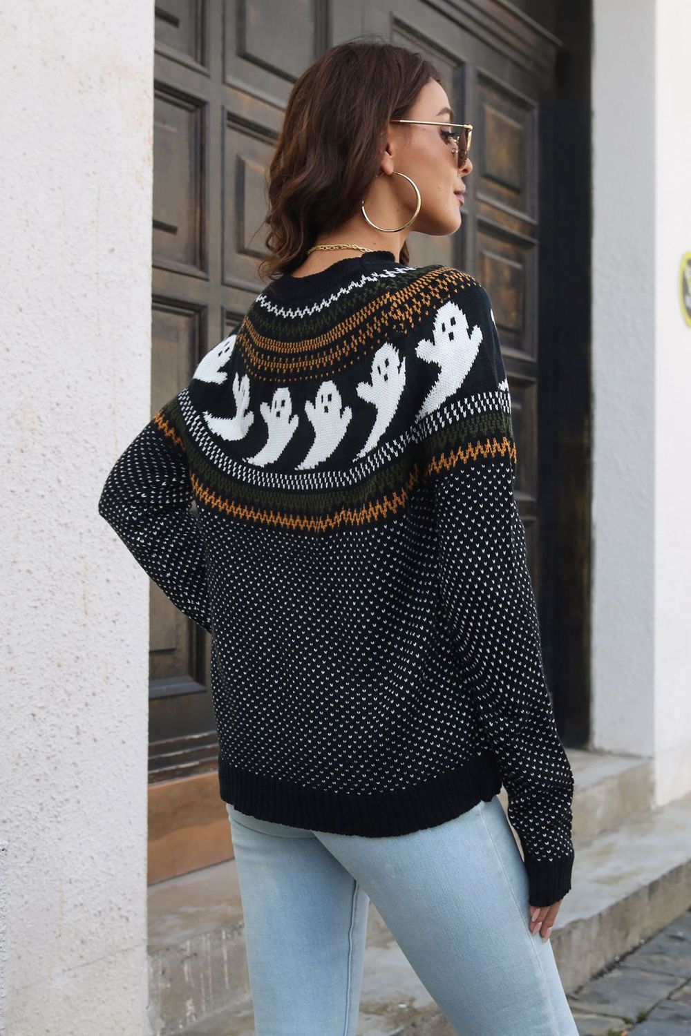 Ribbed Skull and Crossbones  Sweater